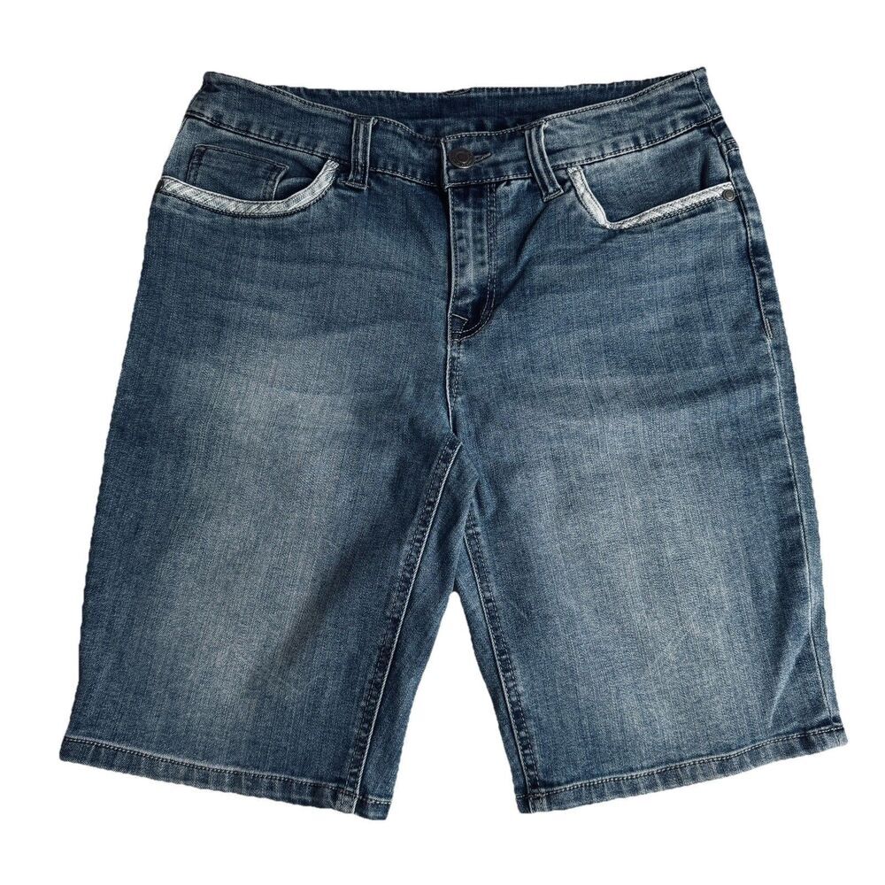 Christopher & Banks Bermuda Shorts Womens 6 Blue Mid Rise Denim Measures W31